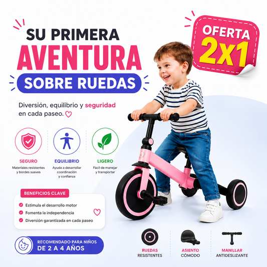 Triciclo Evolutivo 4 en 1 – Ayuda a Tu Bebé a Caminar Seguro y Sin Caídas