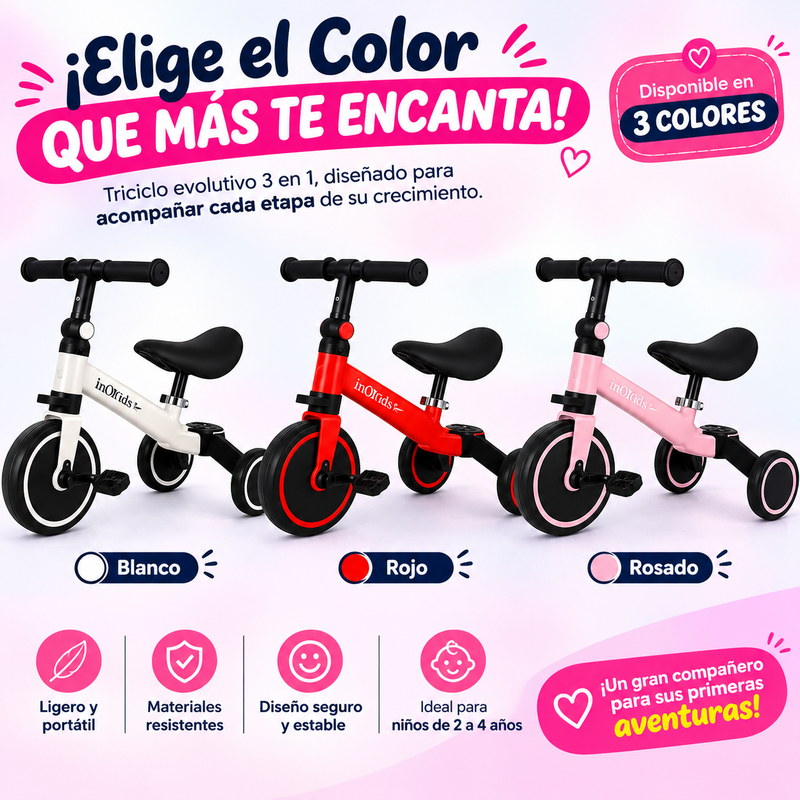 Triciclo Evolutivo 4 en 1 – Ayuda a Tu Bebé a Caminar Seguro y Sin Caídas